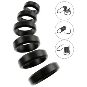 Lot de 6 Cockrings Cock & Ball 26 à 56 mm Noirs