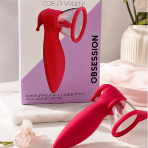 OBSESSION — Pompe Stimulatrice Vulve & Tétons avec Langue Vibrante |Coeur Ardent