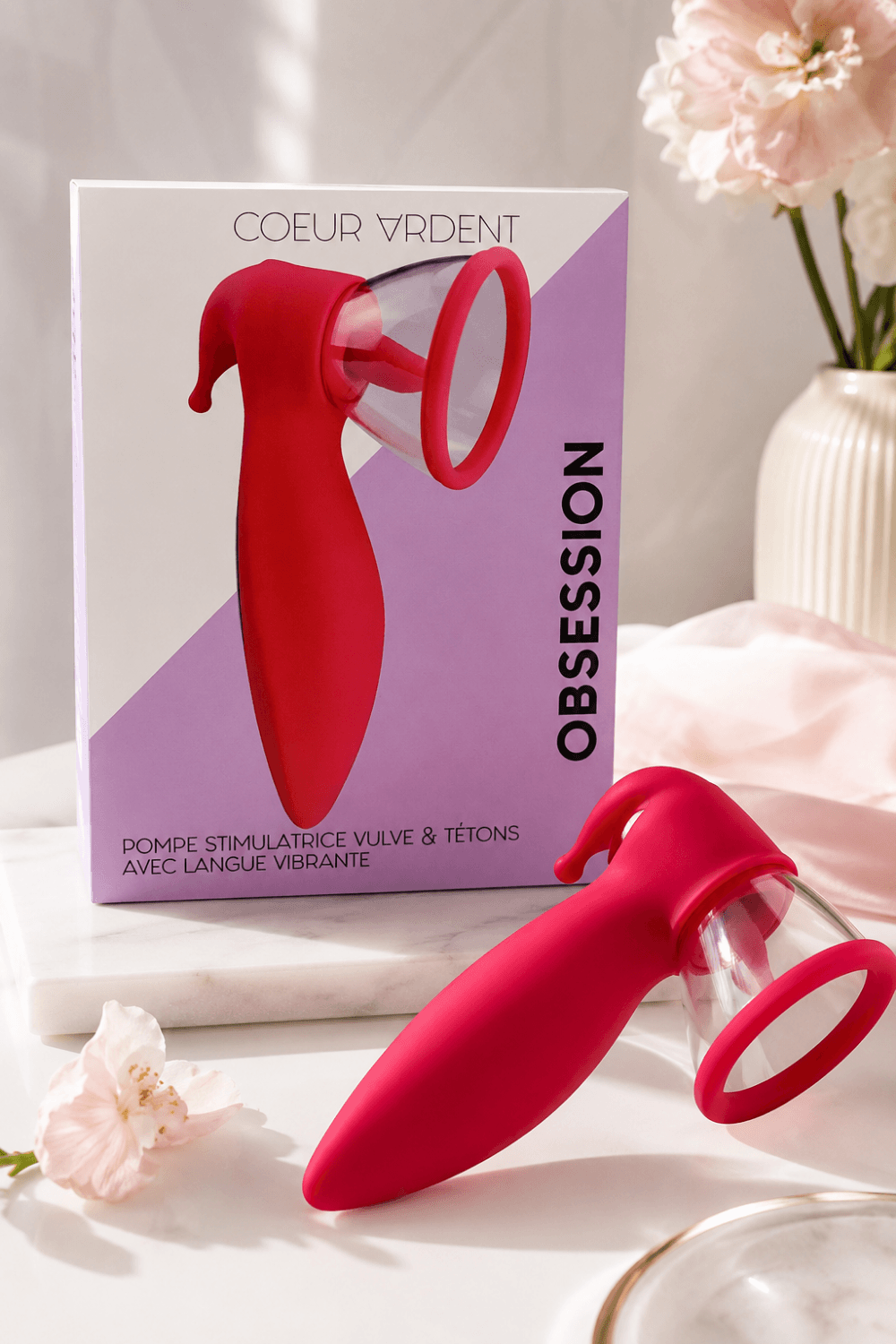 OBSESSION — Pompe Stimulatrice Vulve & Tétons avec Langue Vibrante |Coeur Ardent – Image 4