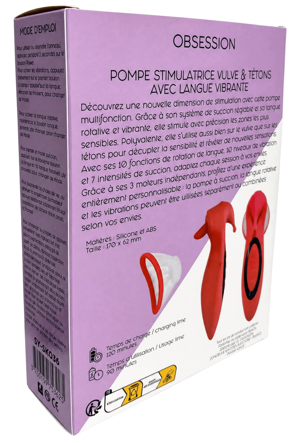 OBSESSION — Pompe Stimulatrice Vulve & Tétons avec Langue Vibrante |Coeur Ardent – Image 3