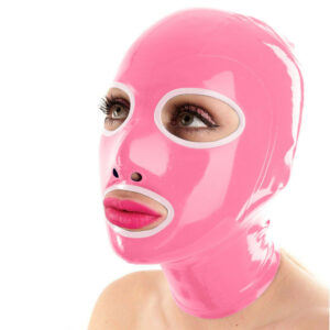 Cagoule en latex Outline Rose-blanc