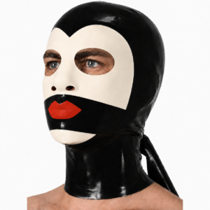 Cagoule en latex Very Lips Noir-Blanc
