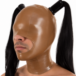 Cagoule en latex Twotail Marron