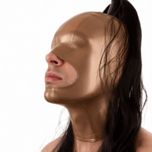 Cagoule en latex Facehorse Marron